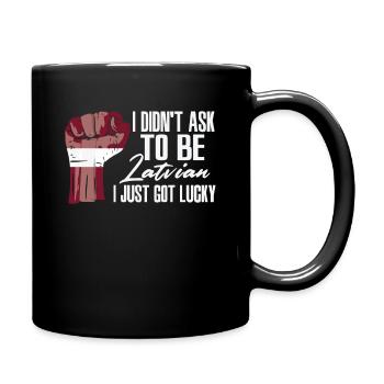 Latvian Pride Latvia Flag Grown Latvian Roots - Full Colour Mug - black - Right