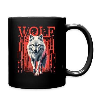 Wolf Portrait Artwork | Animal motif wolf - Full Colour Mug - black - Right