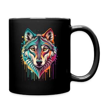 Portrait de loup | Loup à motif animal - Mug uni - noir - Droite