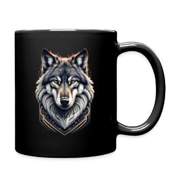 Wolf Portrait Artwork | Animal motif wolf - Full Colour Mug - black - Right