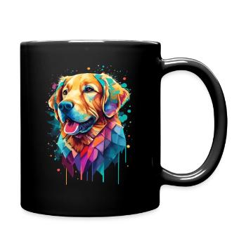 Golden Retriever Bunt Kunstwerk | Tiermotiv Hund - Tasse einfarbig - Schwarz - Rechts