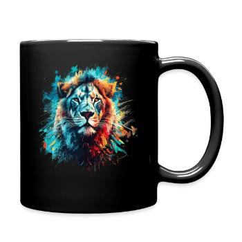 Lion Animal Print Art Animal Lover Colorful Lion - Full Colour Mug - black - Right
