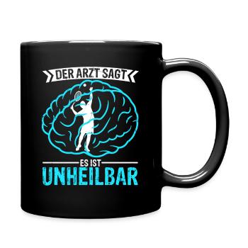 Tennis Tennisspieler Geschenk Gehirn Spruch Tennis - Tasse einfarbig - Schwarz - Rechts