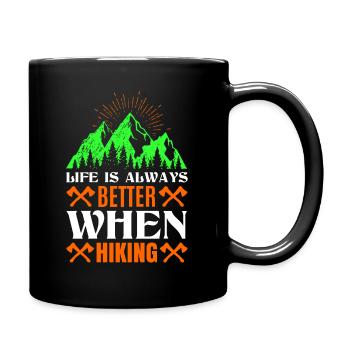 When Hiking - Tasse einfarbig - Schwarz - Rechts