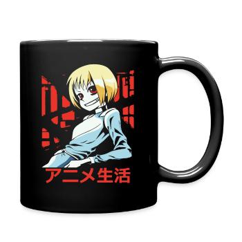 Entspanntes Anime-Mädchen aus Japan - Tasse einfarbig - Schwarz - Rechts
