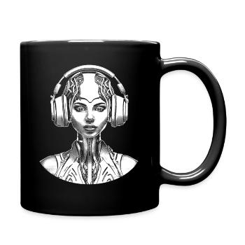 Cyborg Woman Portrait T-Shirt: Robotics Enthusiasts - Full Colour Mug - black - Right