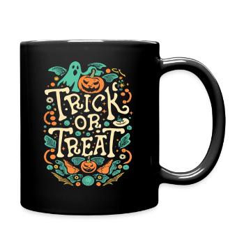 Trick or Treat Happy Halloween - Tasse einfarbig - Schwarz - Rechts