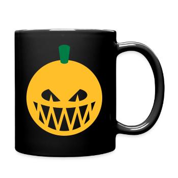 Halloween Kürbis (Kürbislaterne / Emoji / 2C) - Tasse einfarbig - Schwarz - Rechts
