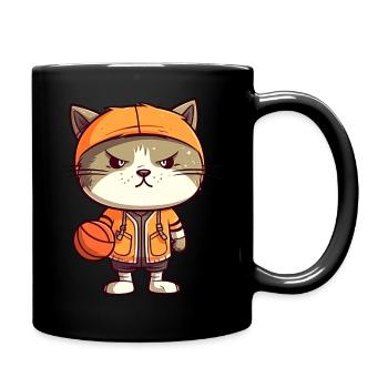 Chat de basket-ball - Mug uni - noir - Droite