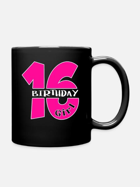 16 Birthday Girl - Full Colour Mug - black