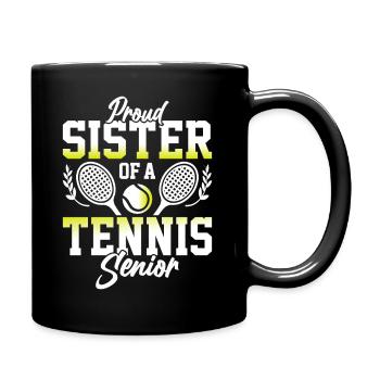 Proud sister of a tennis senior - Full Colour Mug - black - Right