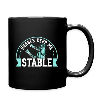 Horses keep me on my toes - Full Colour Mug - black - Right