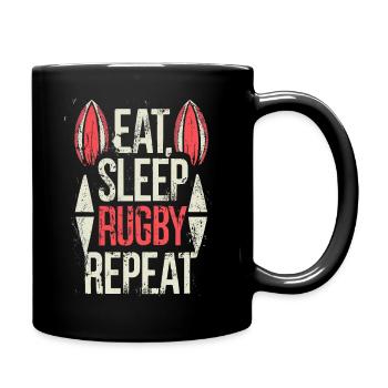 Eat Sleep Rugby Repeat Sport Typografie - Tasse einfarbig - Schwarz - Rechts