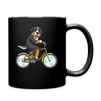 Berner Sennenhund Hund Bouvier Bernois Fahrrad - Tasse einfarbig - Schwarz - Rechts