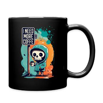 Skeleton Skull I NEED MORE COFFEE Coffee Saying - Full Colour Mug - black - Right
