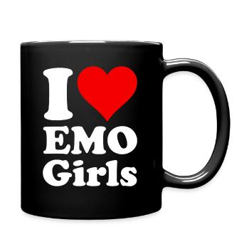 I LOVE HEART EMO GIRLS - Full Colour Mug - black - Right