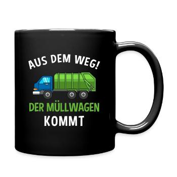 Müllmann Mülltonne Müllabfuhr Müllwagen Müllauto - Tasse einfarbig - Schwarz - Rechts