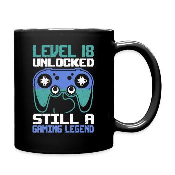 Level 18 Unlocked Still a Gaming Legend Birthday - Full Colour Mug - black - Right