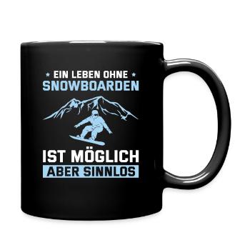 Snowboarden Humor Wintersport Snowboarder - Tasse einfarbig - Schwarz - Rechts