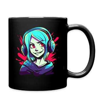 Musique, écouteurs et filles d’anime - Mug uni - noir - Droite