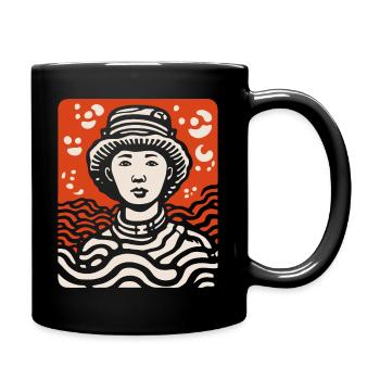 Asia Roots, Asian Farmer: Cartoon Art - Full Colour Mug - black - Right