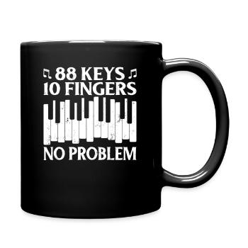 88 Keys 10 Fingers Pianist Piano Keyboard Player - Full Colour Mug - black - Right