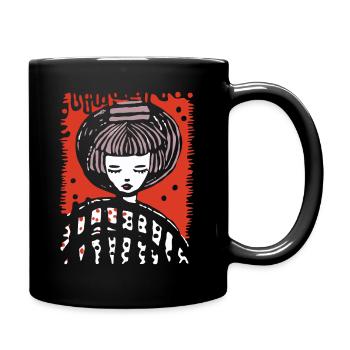 Kunst-Cartoon und Manga-Symbiose - Tasse einfarbig - Schwarz - Rechts