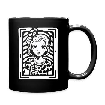 Dot Pattern Cartoon: An Enchanting Woman - Full Colour Mug - black - Right