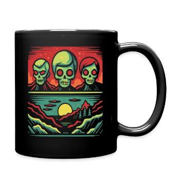 Invasion der Totenkopf Gesichter Aliens - Tasse einfarbig - Schwarz - Rechts