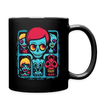 Das lustige Cartoon-Zimmer des Schreckens - Tasse einfarbig - Schwarz - Rechts
