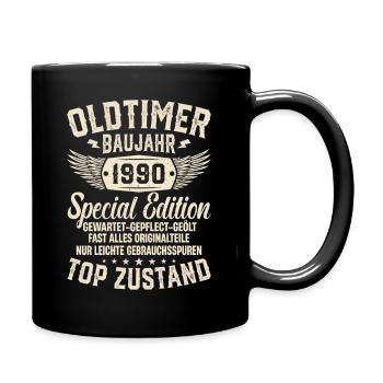Vintage Geschenk 1990 - 33/34 Jahre alt - Tasse einfarbig - Schwarz - Rechts