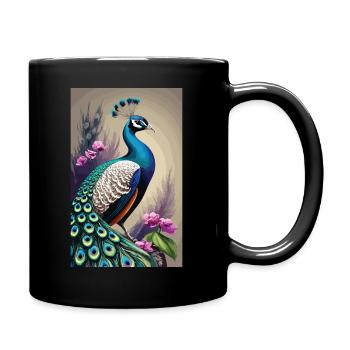 Colourful elegance: The majestic peacock - Full Colour Mug - black - Right