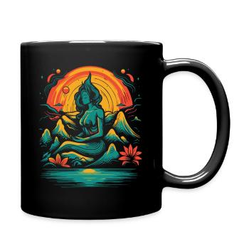 Beruhige dich und meditiere - Tasse einfarbig - Schwarz - Rechts
