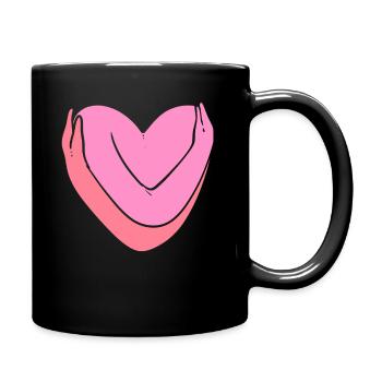Menschliche Hände umarmen sich Pflegekraft - Tasse einfarbig - Schwarz - Rechts