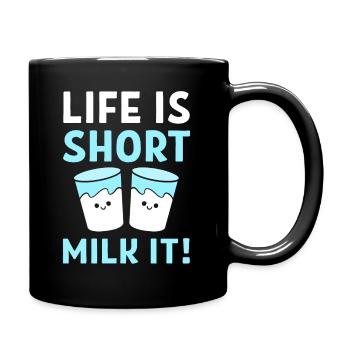 Milch Wortspiele Farmmanager - Tasse einfarbig - Schwarz - Rechts
