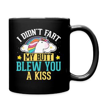 I didn't fart, my butt has a kiss - Full Colour Mug - black - Right
