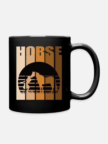 Horse - Horse with girl on brown gradient - Full Colour Mug - black