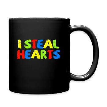 Kinder, die ich stehle, Herzen, Trex, Dinosaurier, Baby, Jungen, Autismus - Tasse einfarbig - Schwarz - Rechts