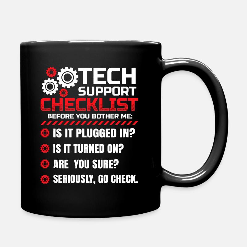 Lustige Checkliste für den technischen Support Helpdesk - Tasse einfarbig - Schwarz
