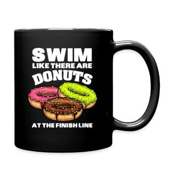 Lustiges Schwimmen Donut Design Männer Frauen Schwimmer - Tasse einfarbig - Schwarz - Rechts