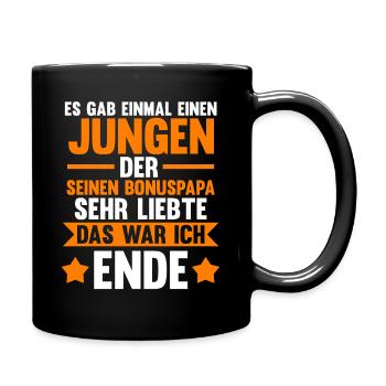 Stiefvater Stiefpapa Bonuspapa Stiefsohn - Tasse einfarbig - Schwarz - Rechts