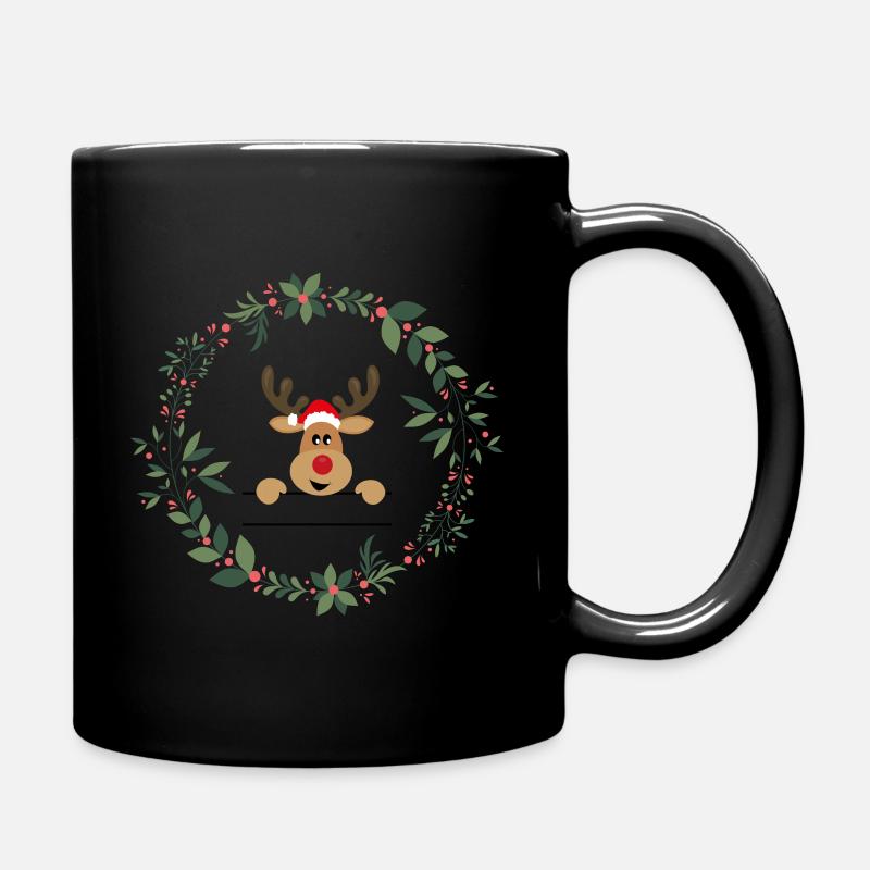Reindeer Advent Wreath - Full Colour Mug - black