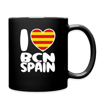 I Love Barcelona mit katalanischer Flagge - Tasse einfarbig - Schwarz - Rechts
