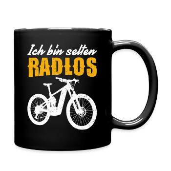 Selten Radlos: Das Herz schlägt fürs Fahrrad! - Tasse einfarbig - Schwarz - Rechts