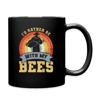 Ich wäre lieber bei meinen Bienen - Tasse einfarbig - Schwarz - Rechts