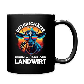 70 Jahre Geburtstag Landwirt - Tasse einfarbig - Schwarz - Rechts
