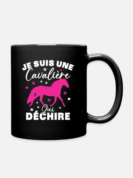 Cadeau Une cavalière équitation cheval qui déchire - Mug uni - noir