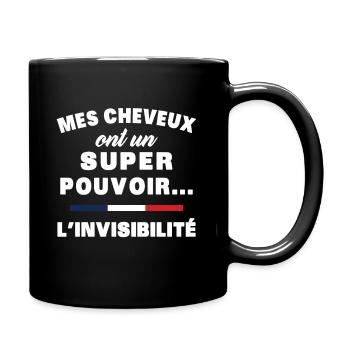 mes cheveux homme humour cheveux super pouvoir - Mug uni - noir - Droite
