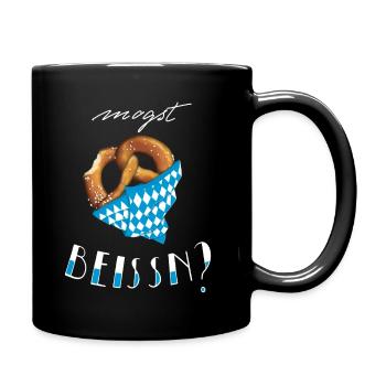 Bayern Breze "Mogst beissn?" - hell - Tasse einfarbig - Schwarz - Rechts
