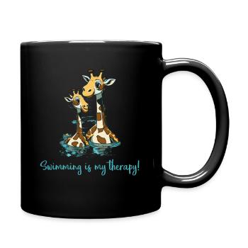 Swimming is my therapy Schwimmen Bademeister - Tasse einfarbig - Schwarz - Rechts